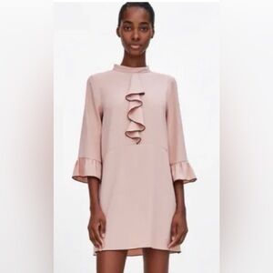 ZARA BASIC Blush Pink Ruffle Dress